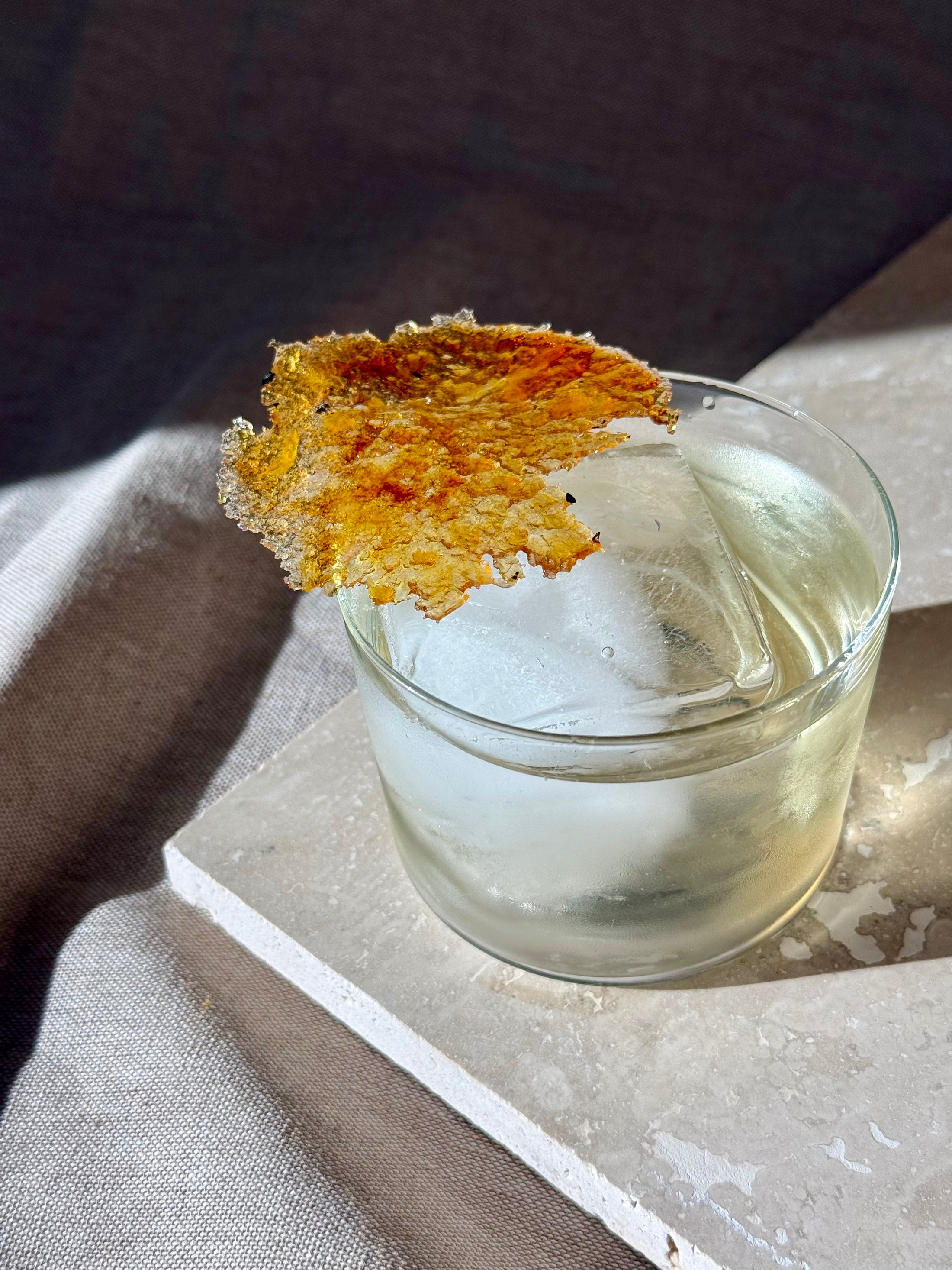Saffron Cardamom Clarified Whiskey Sour